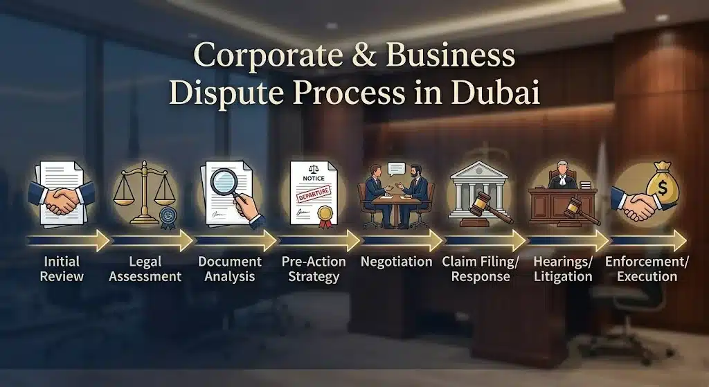 Corporate Lawyer in Dubai | Business Disputes & Litigation 2 Corporate & Business Dispute Process in Dubai